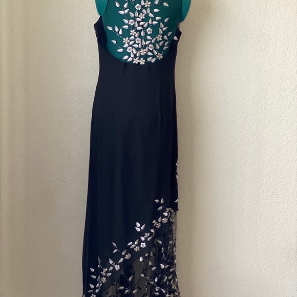 SOLDBlack Vintage Lace Mesh Floral Gown XL - Picture 4 of 8